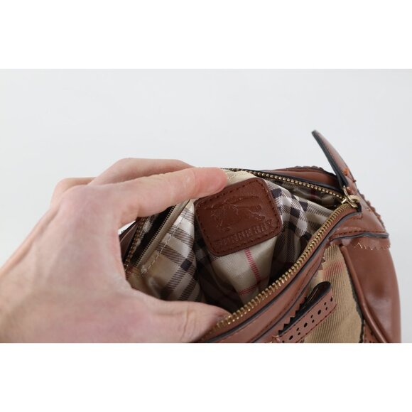 Vintage Burberry Prorsum Distressed Novacheck Plaid Toiletry Bag Carry On Brown - Picture 8 of 9